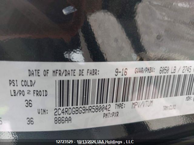 12723529 :رقم المزاد ، 2C4RDGBG9HR580042 vin ، 2017 Dodge Grand Caravan Se مزاد بيع