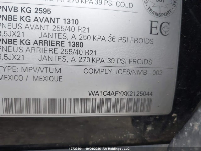 WA1C4AFYXK2125044 Audi Sq5 Prestige