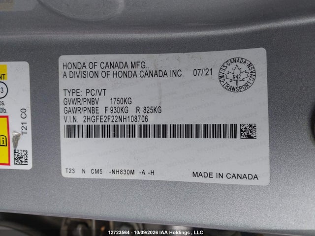 Honda Civic Lx 2022 2HGFE2F22NH108706 Image 20
