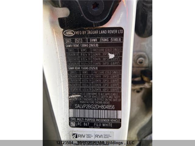 Продаж на аукціоні авто 2013 Land Rover Range Rover Evoque Pure Plus, vin: SALVP2BG2DH804856, номер лоту: 12723584