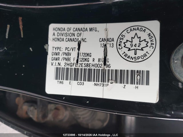 Honda Civic Lx 2014 2HGFB2E58EH002796 Image 9