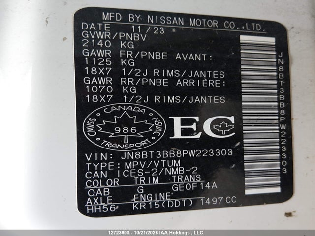 Продаж на аукціоні авто 2023 Nissan Rogue, vin: JN8BT3BB8PW223303, номер лоту: 12723603