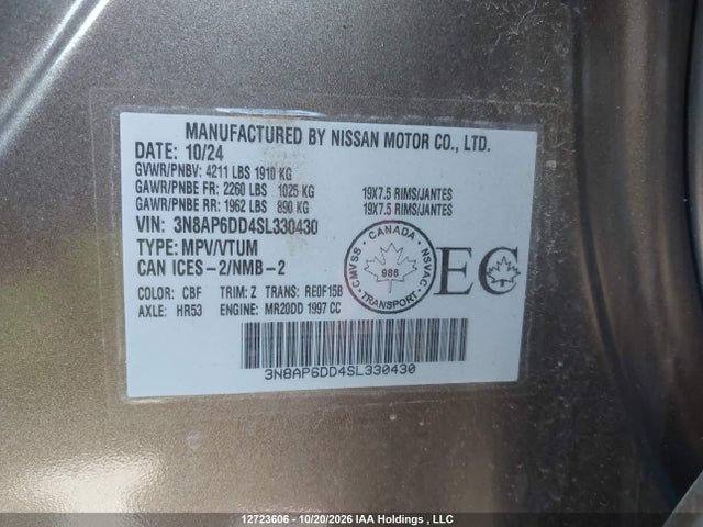 Auction sale of the 2025 Nissan Kicks Sr Premium, vin: 3N8AP6DD4SL330430, lot number: 12723606