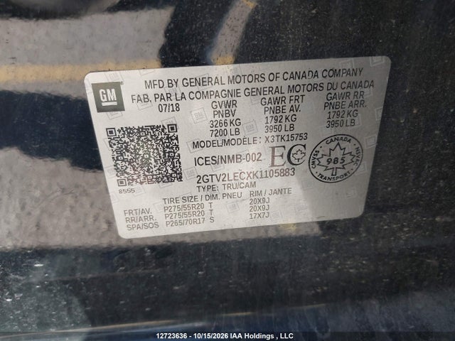 Продаж на аукціоні авто 2019 Gmc Sierra Limited K1500, vin: 2GTV2LECXK1105883, номер лоту: 12723636