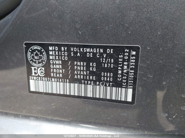 3VWCB7BU7LM014119 Volkswagen Jetta S/se/r-line