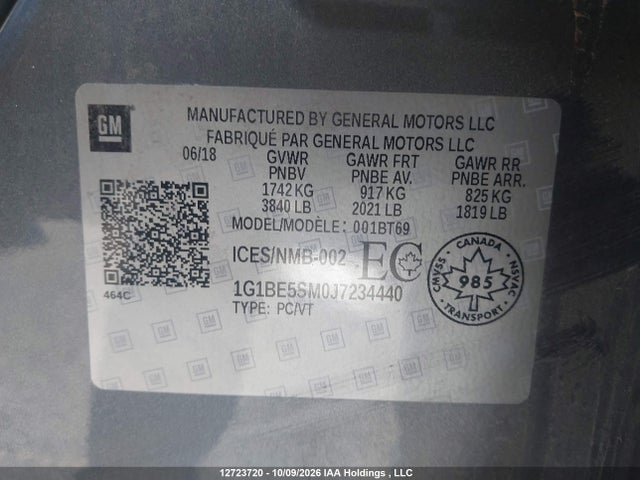 Chevrolet CRUZE LT 2018 1G1BE5SM0J7234440 Image 19