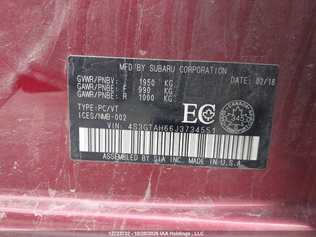 4S3GTAH66J3734551 Subaru Impreza Sport