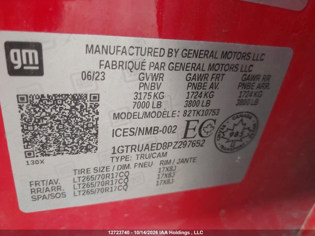 Продажа на аукционе авто 2023 Gmc Sierra K1500, vin: 1GTRUAED8PZ297652, номер лота: 12723740