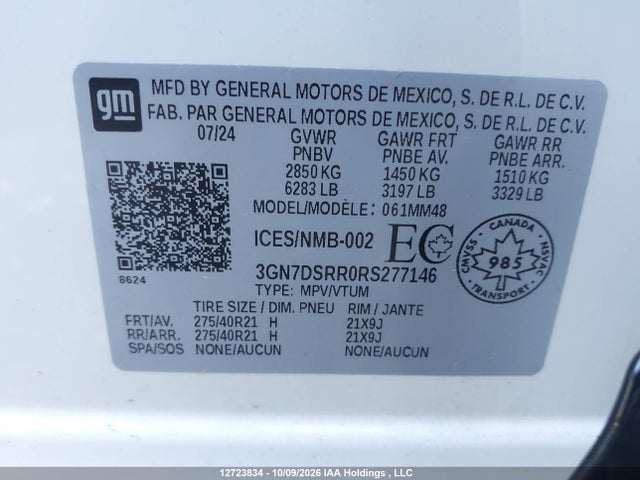 12723834 :رقم المزاد ، 3GN7DSRR0RS277146 vin ، 2024 Chevrolet Equinox 2rs مزاد بيع
