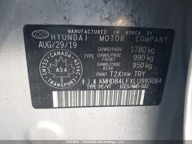 Aukcja sprzedaży 2020 Hyundai Elantra, vin: KMHD84LFXLU993064, numer aukcji: 12723835