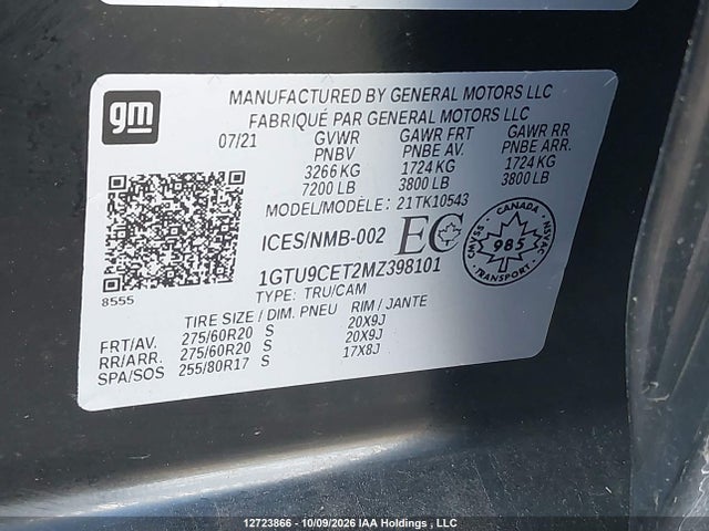 1GTU9CET2MZ398101 GMC Sierra K1500 Elevation