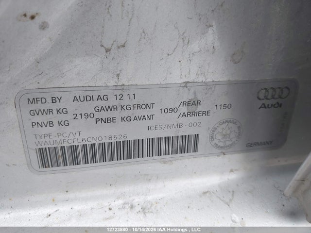 Продажа на аукционе авто 2012 Audi A4 2.0t Premium Plus, vin: WAUMFCFL6CN018526, номер лота: 12723880