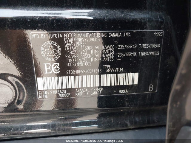 Aukcja sprzedaży 2025 Toyota Rav4 Xle, vin: 2T3R1RFV2SC574546, numer aukcji: 12723896