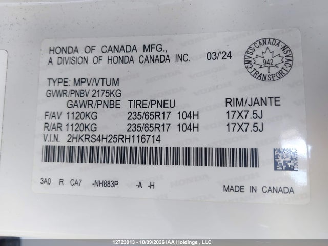 Honda CR-V 2024 2HKRS4H25RH116714 Image 9