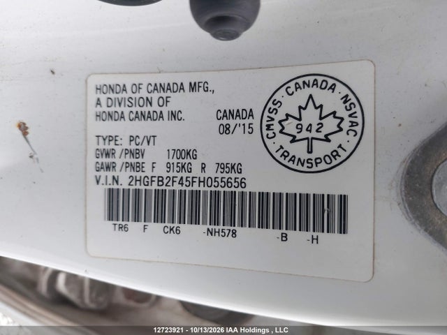 Honda Civic Lx 2015 2HGFB2F45FH055656 Image 19