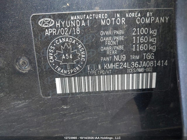 Hyundai Sonata Hybrid Gl 2018 KMHE24L36JA081414 Image 9