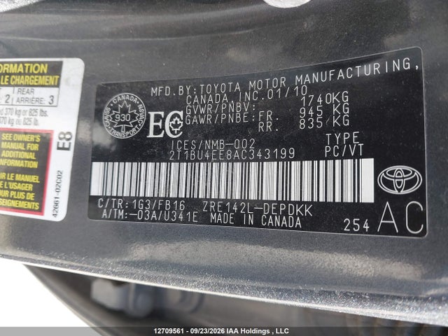 Aukcja sprzedaży 2010 Toyota Corolla Ce, vin: 2T1BU4EE8AC343199, numer aukcji: 12709561
