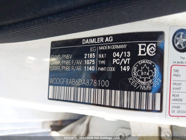Aukcja sprzedaży 2013 Mercedes-benz C 300 4matic, vin: WDDGF8AB6DA878100, numer aukcji: 12723973