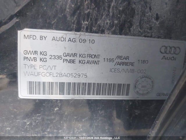 Aukcja sprzedaży 2011 Audi S4 3.0 Premium, vin: WAUFGCFL2BA052975, numer aukcji: 12712331