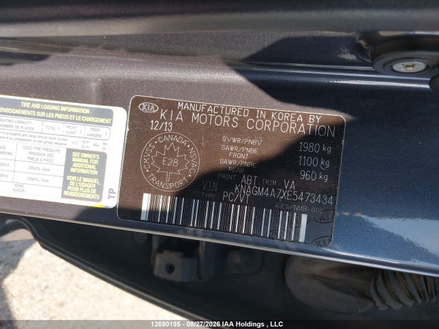 Продажа на аукционе авто 2014 Kia Optima Lx, vin: KNAGM4A7XE5473434, номер лота: 12690195