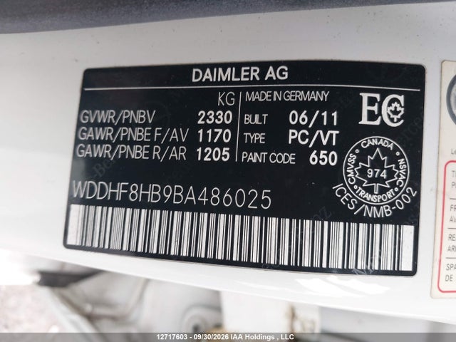 12717603 :رقم المزاد ، WDDHF8HB9BA486025 vin ، 2011 Mercedes-benz E 350 4matic مزاد بيع