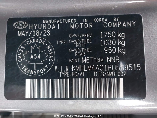 12711882 :رقم المزاد ، KMHLM4AG1PU589515 vin ، 2023 Hyundai Elantra Preferred مزاد بيع