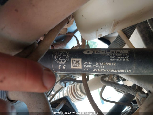 12670051 :رقم المزاد ، 4XAJT87A0CB583713 vin ، 2012 Polaris Ranger Rzr 900xp مزاد بيع