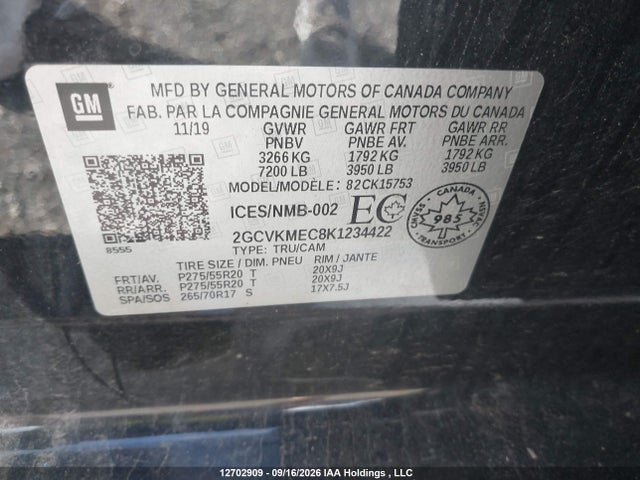 2019 Chevrolet Silverado 1500 Ld Silverado Custom მანქანა იყიდება აუქციონზე, vin: 2GCVKMEC8K1234422, აუქციონის ნომერი: 12702909