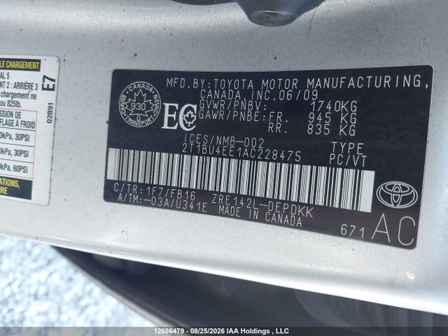 2010 Toyota Corolla Ce მანქანა იყიდება აუქციონზე, vin: 2T1BU4EE1AC228475, აუქციონის ნომერი: 12686479