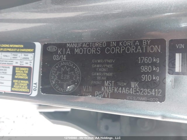 2014 Kia Forte 1.8l Lx/1.8l Lx+/1.8l Se მანქანა იყიდება აუქციონზე, vin: KNAFK4A64E5235412, აუქციონის ნომერი: 12705860