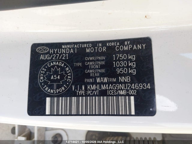 Aukcja sprzedaży 2022 Hyundai Elantra Sel, vin: KMHLM4AG9NU246934, numer aukcji: 12714421