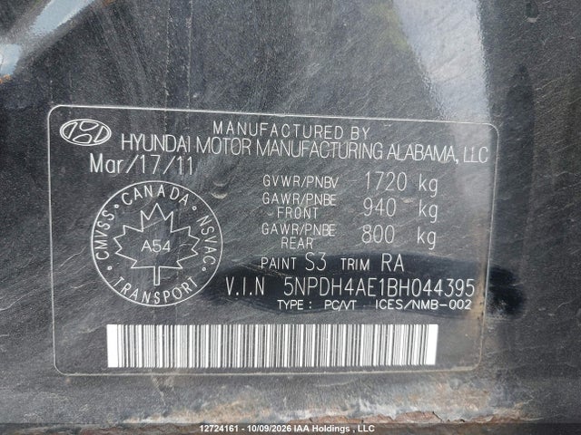 Продажа на аукционе авто 2011 Hyundai Elantra Gl, vin: 5NPDH4AE1BH044395, номер лота: 12724161