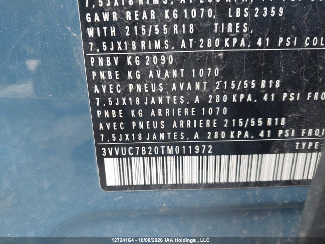 Aukcja sprzedaży 2026 Volkswagen Taos Se, vin: 3VVUC7B20TM011972, numer aukcji: 12724164