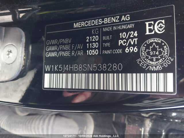 2025 Mercedes-benz Cla 250 4matic მანქანა იყიდება აუქციონზე, vin: W1K5J4HB8SN538280, აუქციონის ნომერი: 12724171