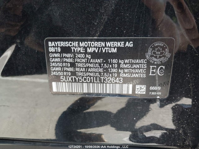 5UXTY5C01LLT32643 BMW X3 Xdrive30i