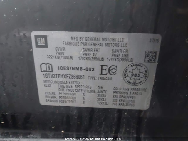 GMC SIERRA 1500 2015 1GTV2TEHXFZ368061 Image 22