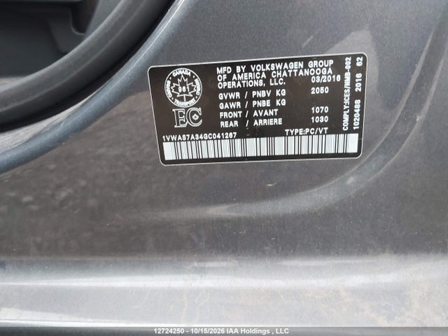 1VWAS7A34GC041267 Volkswagen Passat 1.8 Tsi Trendline/1.8 Tsi Trendline+