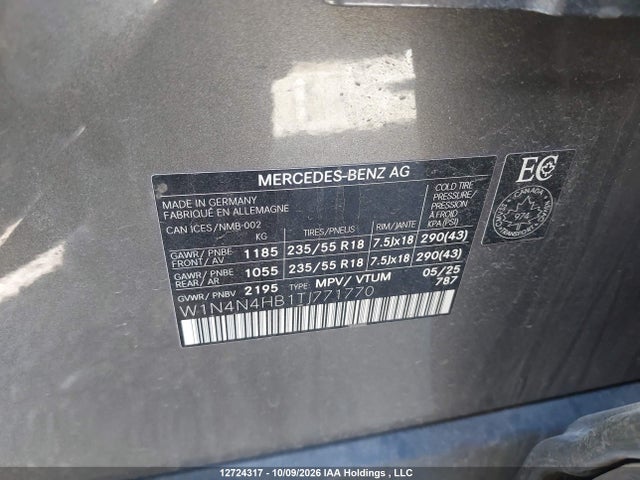 2026 Mercedes-benz Gla 250 4matic მანქანა იყიდება აუქციონზე, vin: W1N4N4HB1TJ771770, აუქციონის ნომერი: 12724317