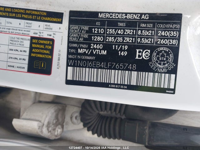 12724407 :رقم المزاد ، W1N0J6EB4LF765748 vin ، 2020 Mercedes-benz Glc Coupe 43 4matic Amg مزاد بيع
