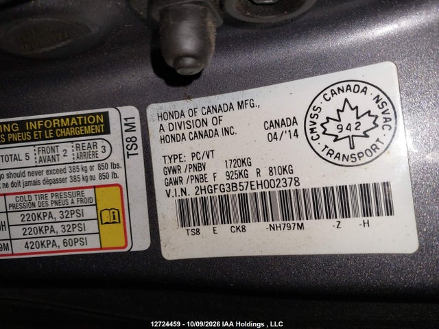 Продажа на аукционе авто 2014 Honda Civic, vin: 2HGFG3B57EH002378, номер лота: 12724459