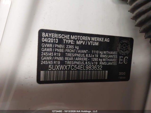 BMW X3 2014 5UXWX7C54EL983632 Image 9