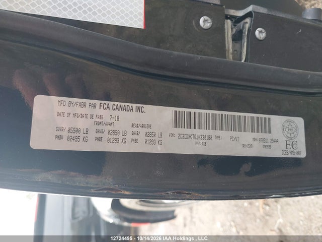 12724495 :رقم المزاد ، 2C3CDXKT6JH330180 vin ، 2018 Dodge Charger Police مزاد بيع