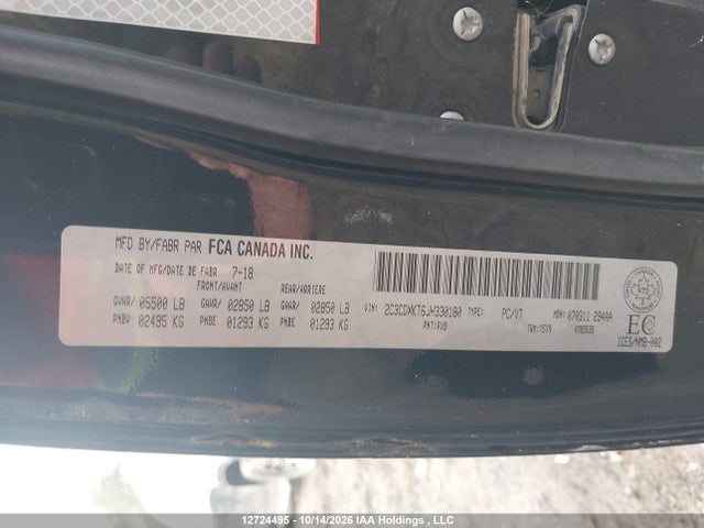 12724495 :رقم المزاد ، 2C3CDXKT6JH330180 vin ، 2018 Dodge Charger Police مزاد بيع