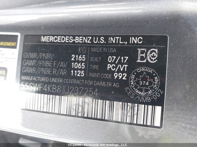 55SWF4KB8JU237254 Mercedes-Benz C 300 4matic