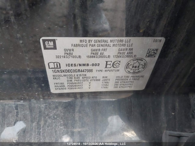 2016 Chevrolet Tahoe Police მანქანა იყიდება აუქციონზე, vin: 1GNSKDEC0GR447986, აუქციონის ნომერი: 12724518