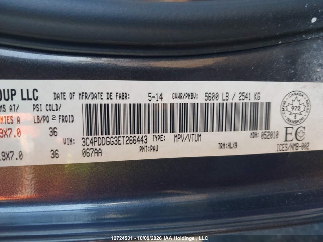 Продажа на аукционе авто 2014 Dodge Journey Crossroad, vin: 3C4PDDGG3ET266443, номер лота: 12724531