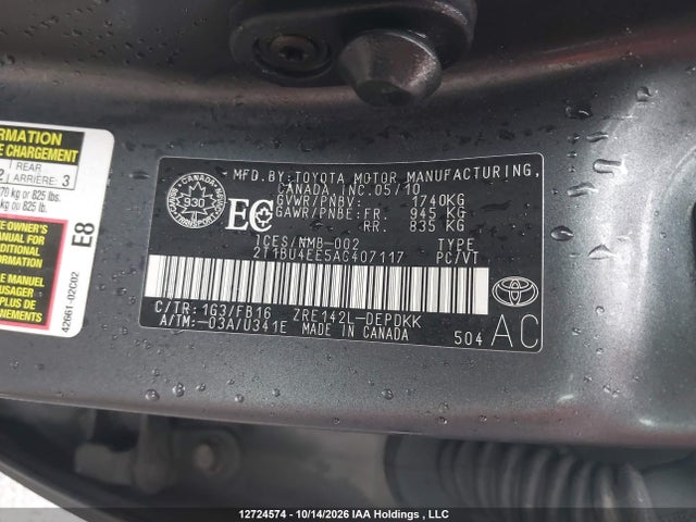 Aukcja sprzedaży 2010 Toyota Corolla S/le/xle, vin: 2T1BU4EE5AC407117, numer aukcji: 12724574