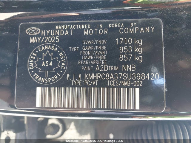 Aukcja sprzedaży 2025 Hyundai Venue Sel/limited, vin: KMHRC8A37SU398420, numer aukcji: 12724588