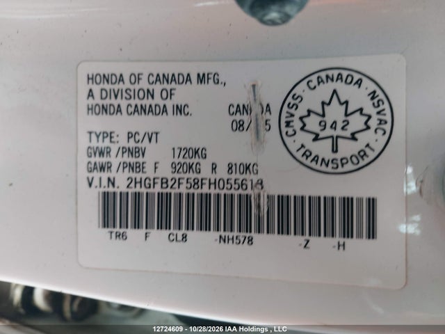 Honda CIVIC EX 2015 2HGFB2F58FH055613 Image 18