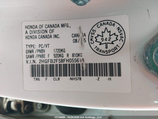 Honda CIVIC EX 2015 2HGFB2F58FH055613 Image 9